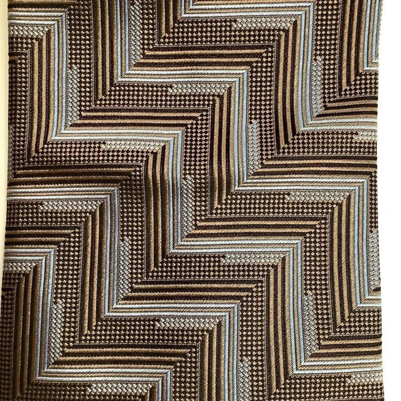 2/$30 VINTAGE Brown Woven Italian Silk Tie Eclectic Grandpa Style - Picture 6 of 11